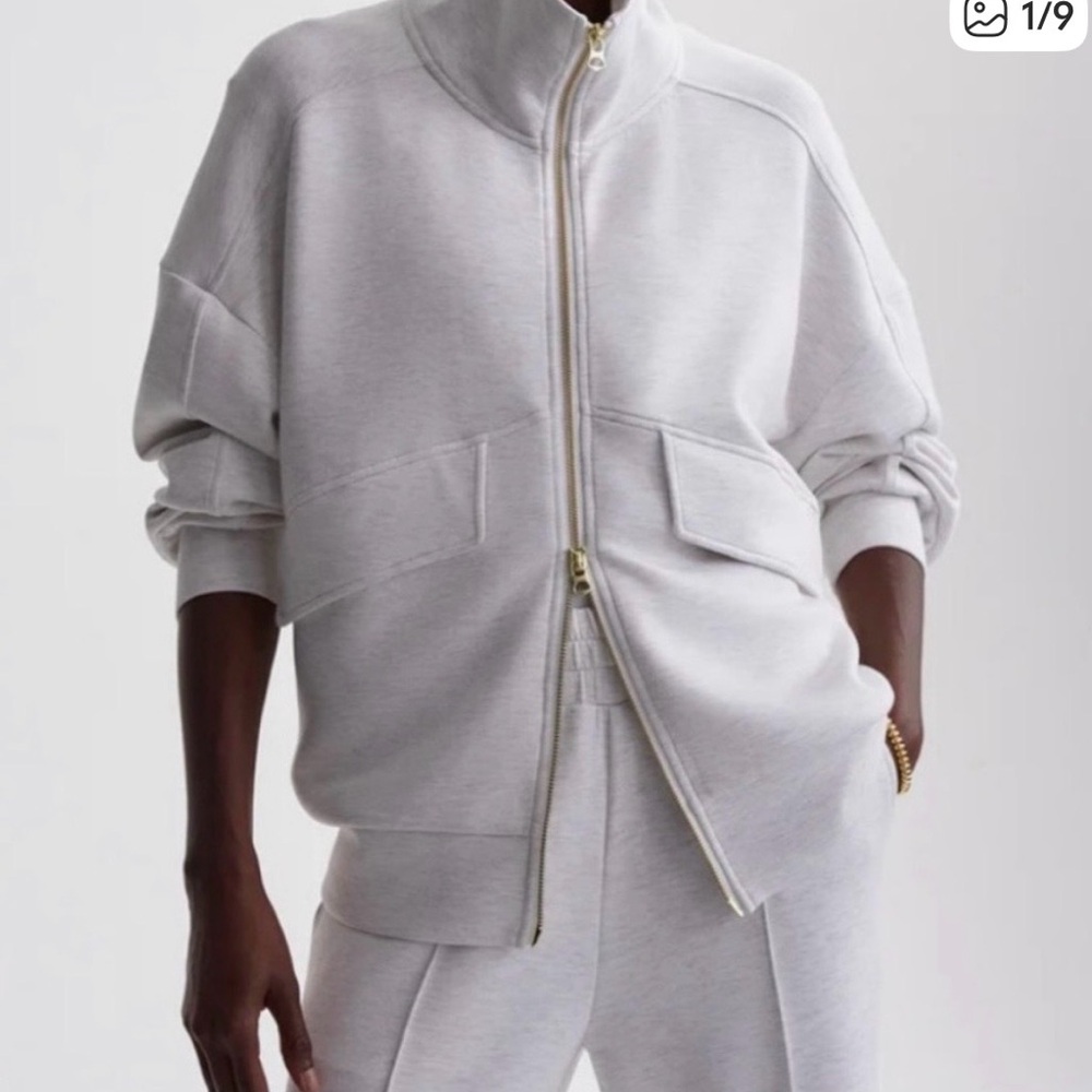 Varley Garcia Light Gray Bomber Jacket, M